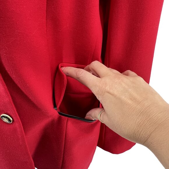 ❤️Vintage Braemar Jeremy Scott 100% Wool Red Blazer Jacket - Picture 5 of 13